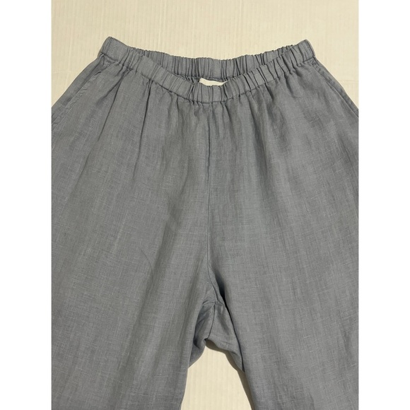 Flax Pants Women’s Medium Blue Linen Pull On Boho Lagenlook - Picture 10 of 14